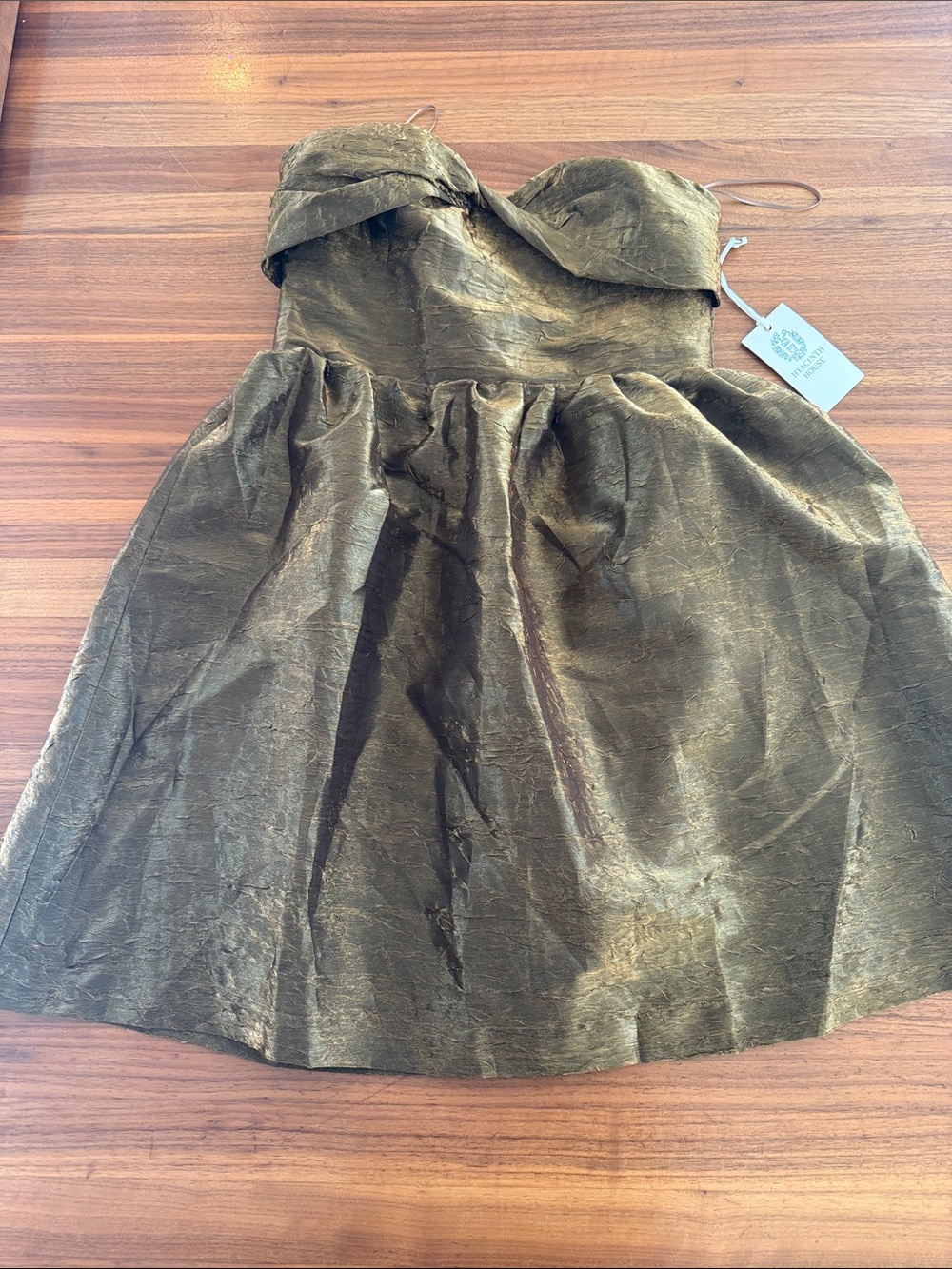 NWT HYACINTH HOUSE gold metallic strapless Mini Dress S